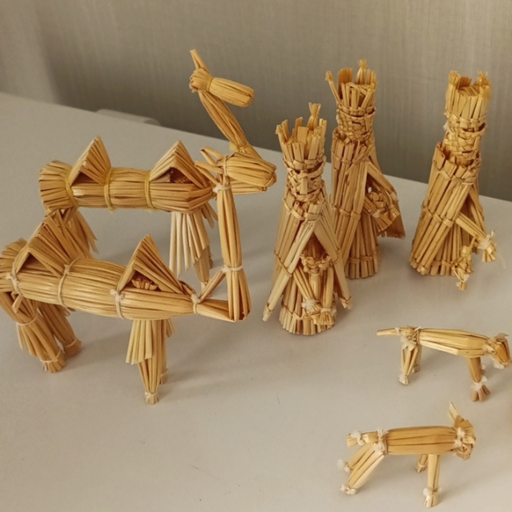 Handcrafted Straw Nativity Set Vintage EXTREMELY RARE - Picture 6 of 15